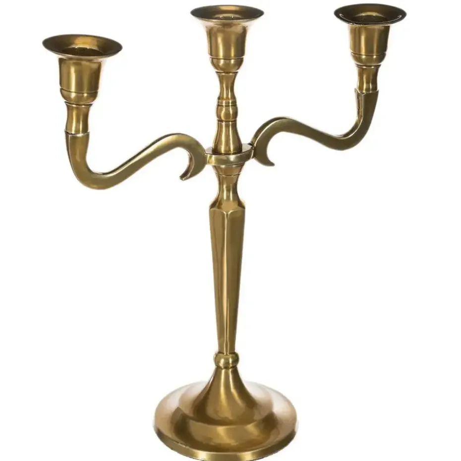 Atmosphera kaarsen kandelaar - 3 armen - metaal - goud - 27 cm