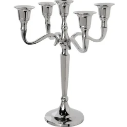 Atmosphera kaarsen kandelaar - 5 armen - metaal - zilver - 28 cm