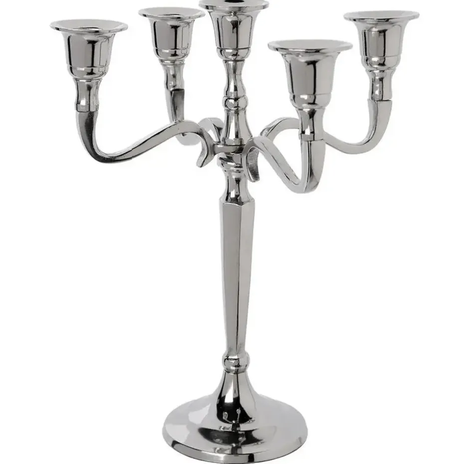 Atmosphera kaarsen kandelaar - 5 armen - metaal - zilver - 28 cm