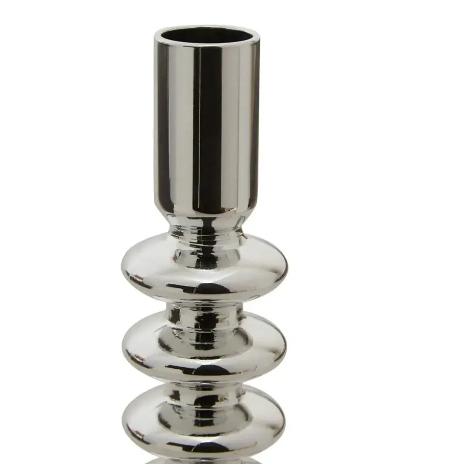 Atmosphera kaarsen kandelaar - dinerkaarsen - zilver - H22 cm