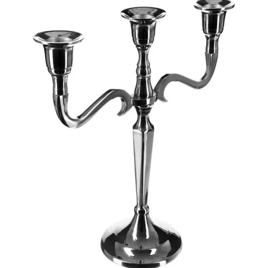 Atmosphera kaarsen kandelaar - 3 armen - metaal - zilver - 27 cm