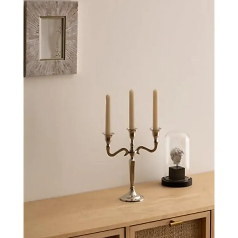 Atmosphera kaarsen kandelaar - 3 armen - metaal - zilver - 27 cm