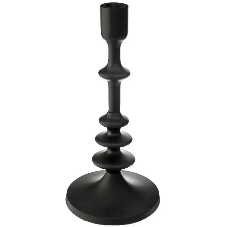 Atmosphera kaarsen kandelaar - dinerkaarsen - zwart - H26 cm