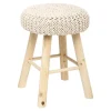 Atmosphera Ribcord krukje - beige - hout/stof - D31 x H43 cm