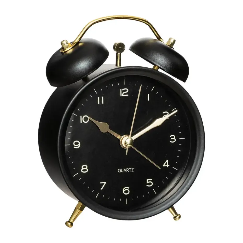 Atmosphera Tafelklok - zwart - D10 cm - rond - klassieke wekker