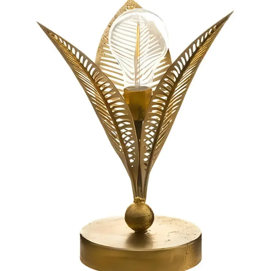 Atmosphera Tafellamp Goud - Blad - 24,5 cm - Slaapkamer/Woonkamer