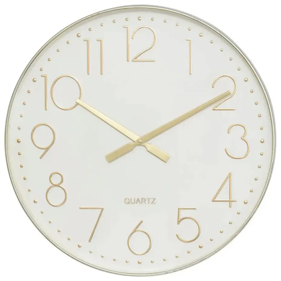 Atmosphera Wandklok Mondello - D51 cm - kunststof - wit/goud