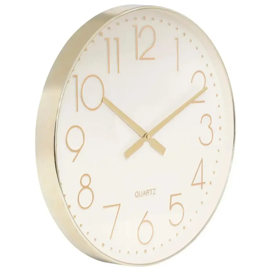 Atmosphera Wandklok Mondello - D51 cm - kunststof - wit/goud