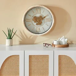 Atmosphera Wandklok/muur klok Florence - Vintage Wood - D50 cm