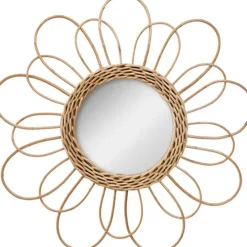 Atmosphera Wandspiegel - bloem - rotan - D38 cm - bohemian