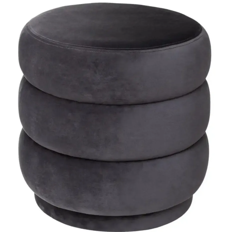 Atmosphera zit Poef - hout/stof - donkergrijs - 40 x 40 cm