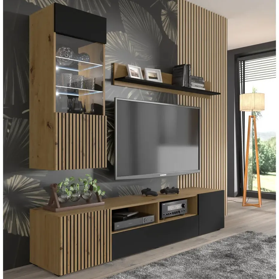 AURIS hangkast 1D artisan eiken / zwart mat