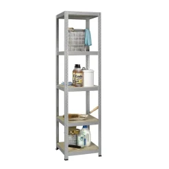 Avasco Stellingkast - Zilver - Opbergrek vierkant metaal - 176x45x45cm