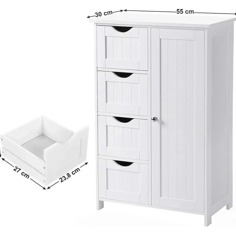 Badkamerkast - 4 Lades - MDF - Wit