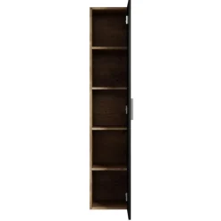 Badplaats Badkamerkast Pluto 30 x 30 x 150 cm - Kastanje Eiken met Zwart -