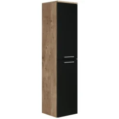 Badplaats Badkamerkast Saturnus 35 x 35 x 130 cm - Kastanje Eiken met Zwart -