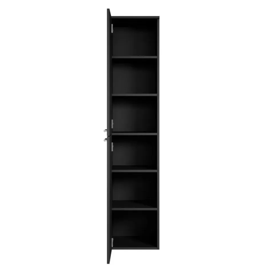 Badplaats Badkamerkast Venus 30 x 30 x 160 cm - Zwart - Hangende Kolomkast met