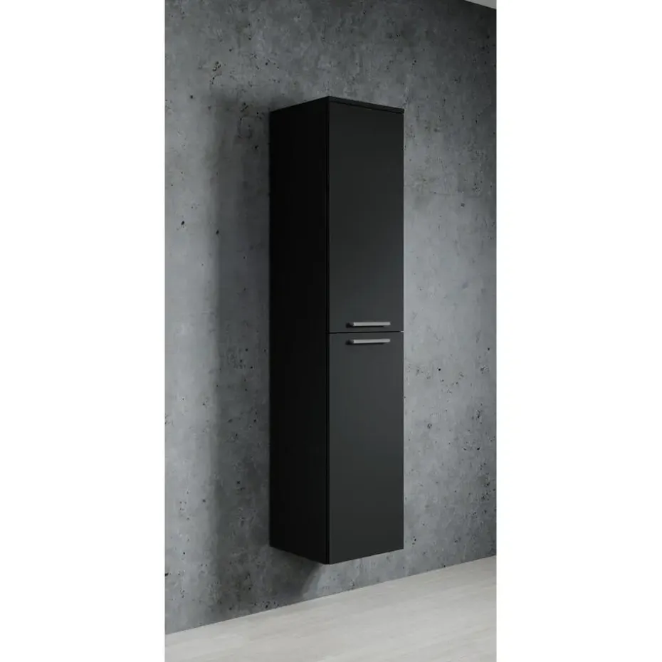Badplaats Badkamerkast Venus 30 x 30 x 160 cm - Zwart - Hangende Kolomkast met
