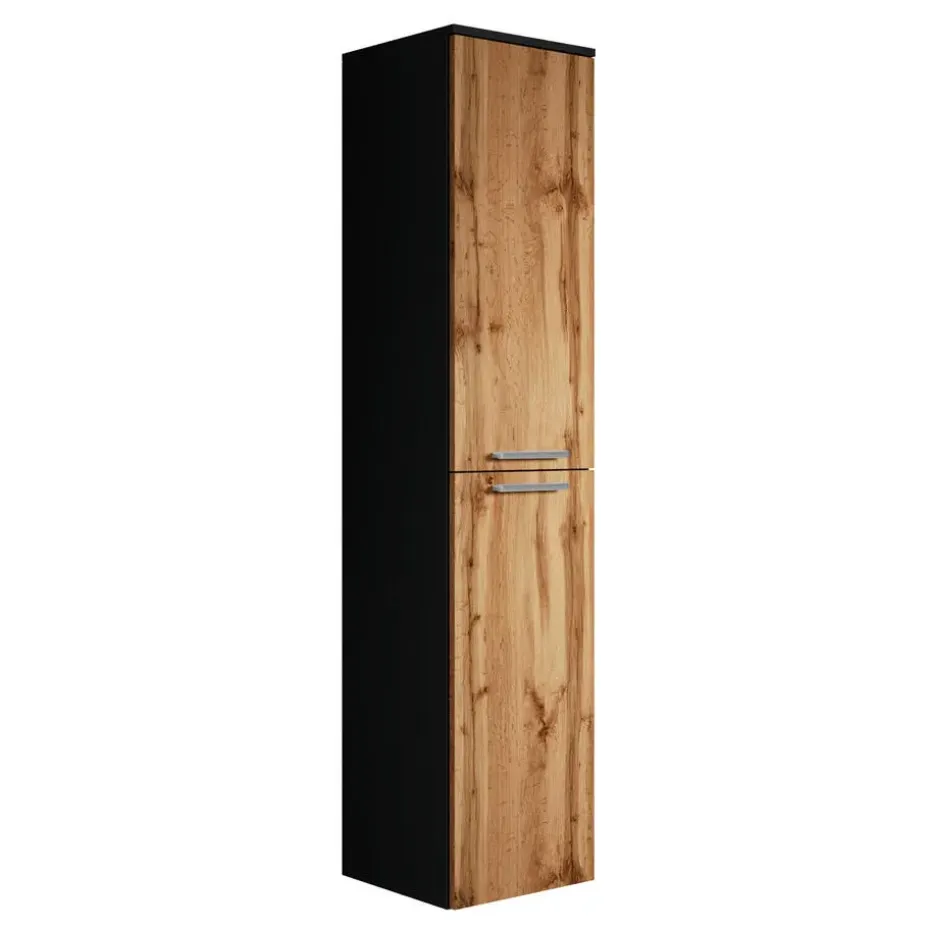 Badplaats Badkamerkast Venus 30 x 30 x 160 cm - Eiken met Zwart - Hangende
