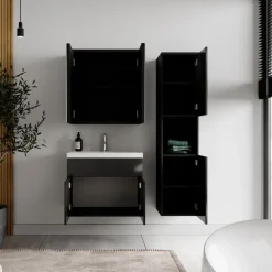 Badplaats Badkamermeubel Set Montreal 60 cm - Zwart Hoogglans - Badmeubel met