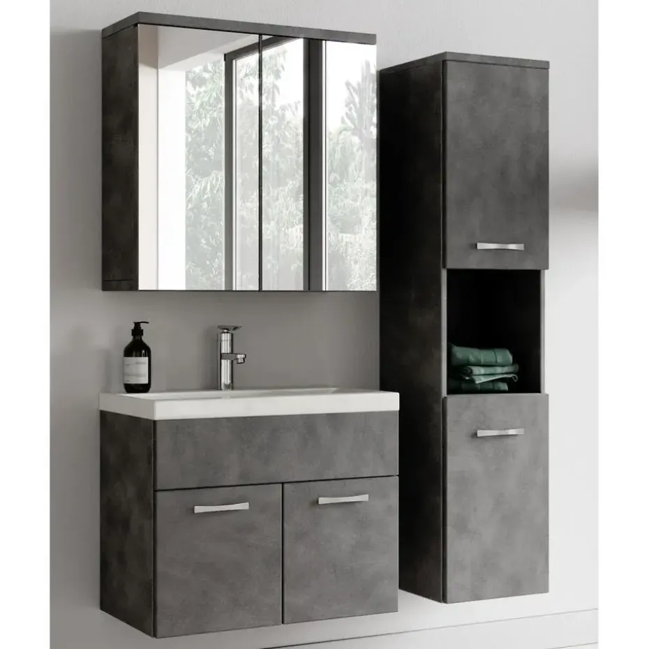 Badplaats Badkamermeubel Set Montreal 60 cm - Donker Grijs - Badmeubel met