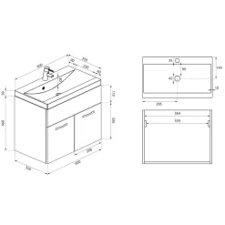 Badplaats Badkamermeubel Set Montreal 60 cm - Donker Grijs - Badmeubel met