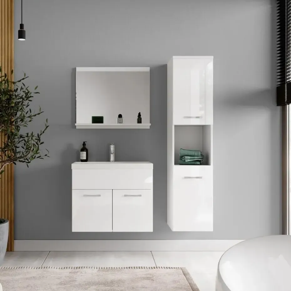 Badplaats Badkamermeubel Set Montreal 60 x 35 cm - Wit Hoogglans - Badmeubel met