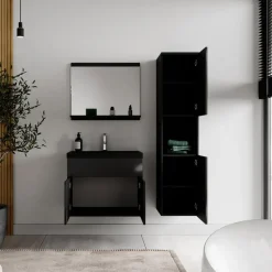 Badplaats Badkamermeubel Set Montreal 60 x 35 cm - Hoogglans Zwart - Badmeubel