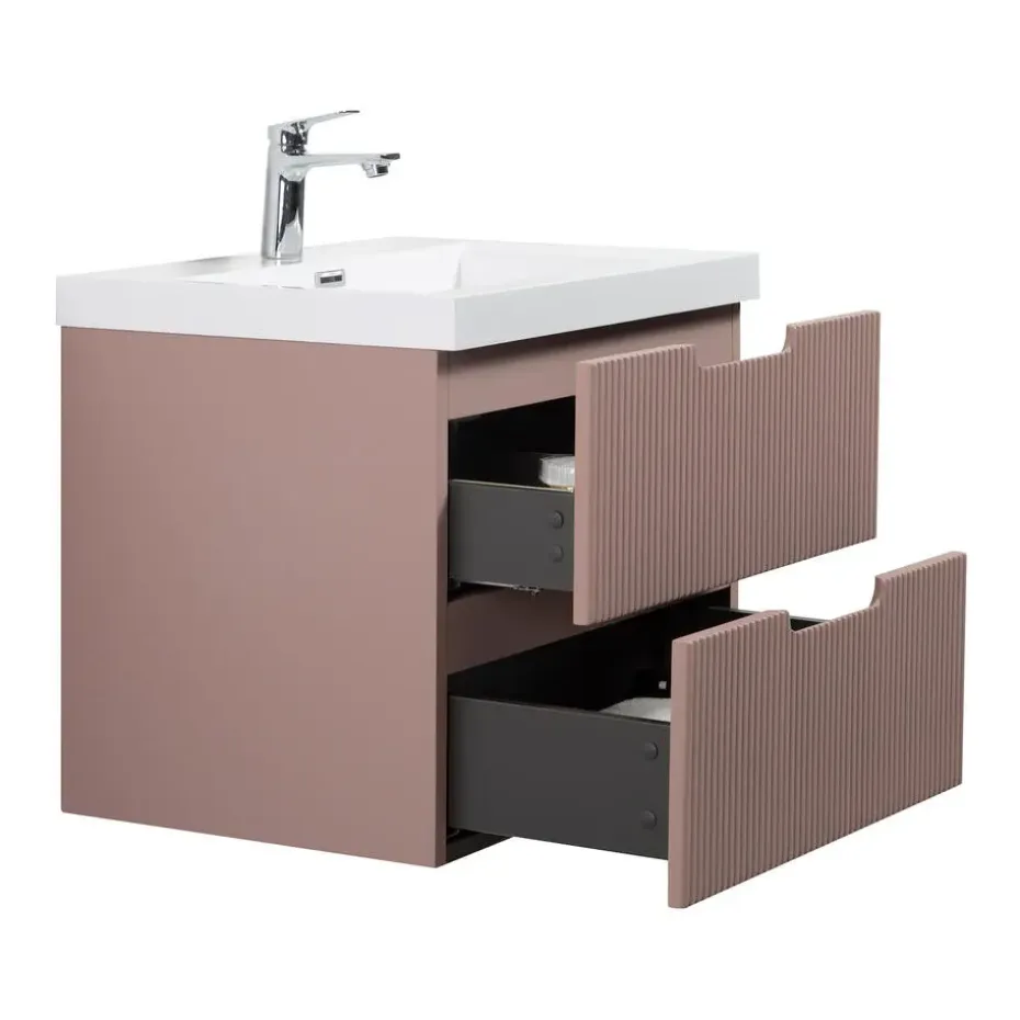Badplaats Badkamermeubel Set Thermis 60cm - Roze - Badmeubel met Wastafel