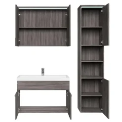 Badplaats Badkamermeubel Set Paso 80 x 40 cm - Grijs Eiken - Badmeubel met