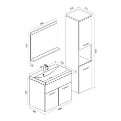 Badplaats Badkamermeubel Set Montreal 60 x 35 cm - Mat Grijs - Badmeubel met