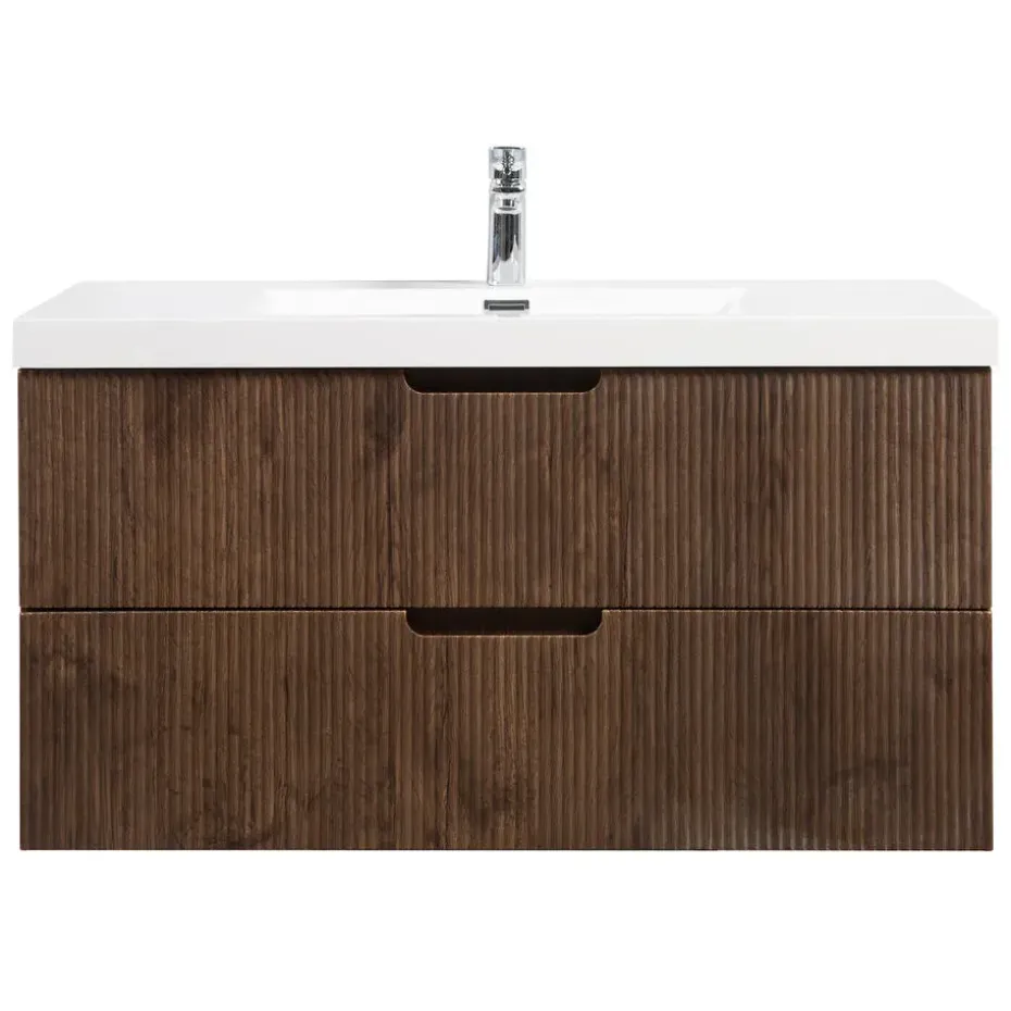Badplaats Badkamermeubel Set Thermis 100cm - Walnoot Bruin - Badmeubel met
