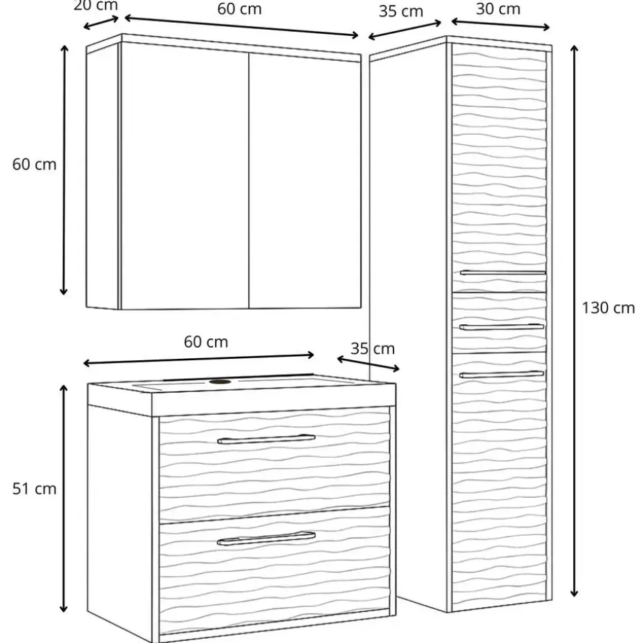 Badplaats Badkamermeubel Set Etna 60 cm – Mat Zwart – Hangend Badmeubel met
