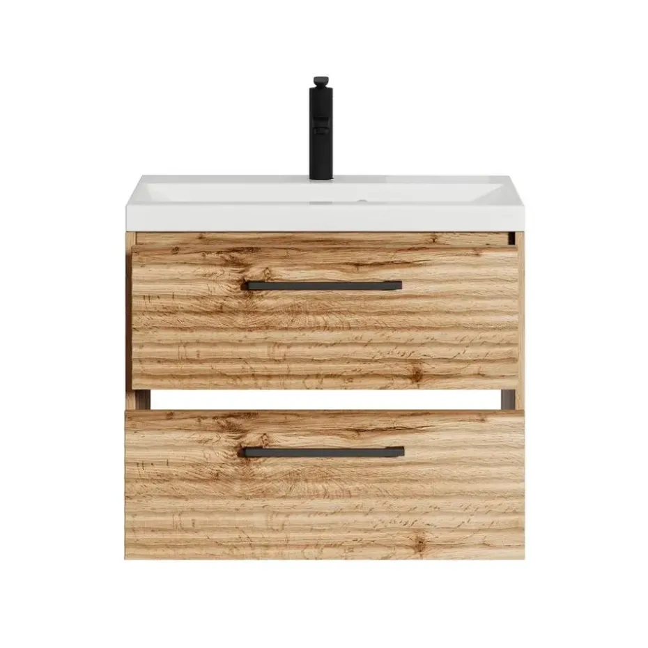 Badplaats Badkamermeubel Set Etna 01 60 cm – Eiken – Hangend Wastafelmeubel met