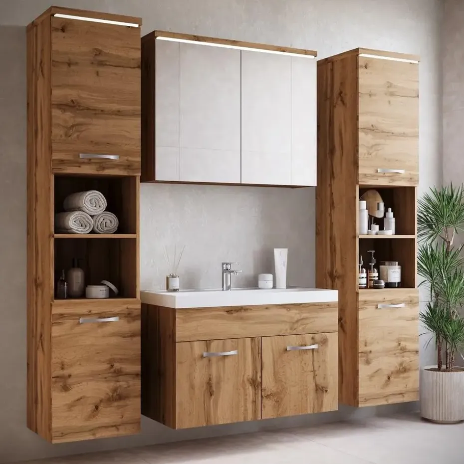 Badplaats Badkamermeubel Set Paso XL 80 x 40 cm - Eiken - Badmeubel met