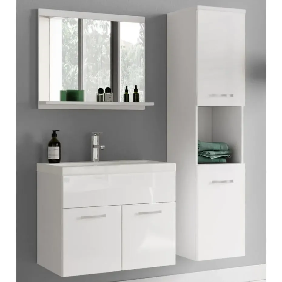 Badplaats Badkamermeubel Montreal 60 x 35 cm – Hoogglans Wit – Wastafel met