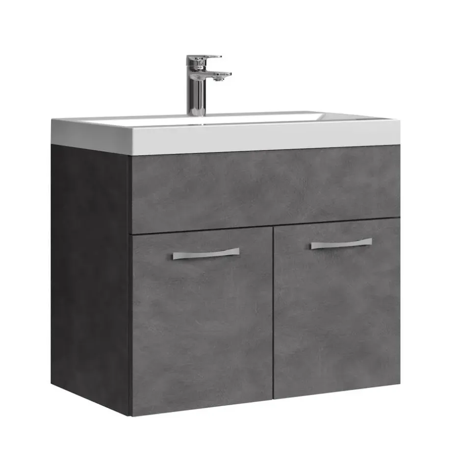 Badplaats Badkamermeubel Montreal 60 x 35 cm – Donker Grijs – Wastafel met