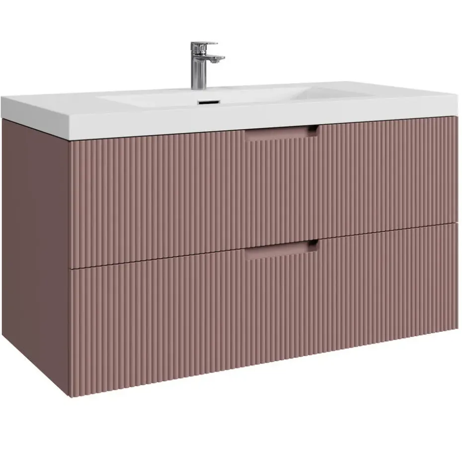 Badplaats Badkamermeubel Set Thermis 100cm - Roze - Badmeubel met Wastafel