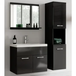 Badplaats Badkamermeubel Montreal 60 x 35 cm – Zwart Hoogglans – Wastafel met