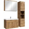 Badplaats Badkamermeubel Set Paso 80 x 40 cm - Eiken - Badmeubel met spiegelkast