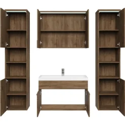 Badplaats Badkamermeubel Set Paso XL 80 x 40 cm - Bruin Eiken - Badmeubel met