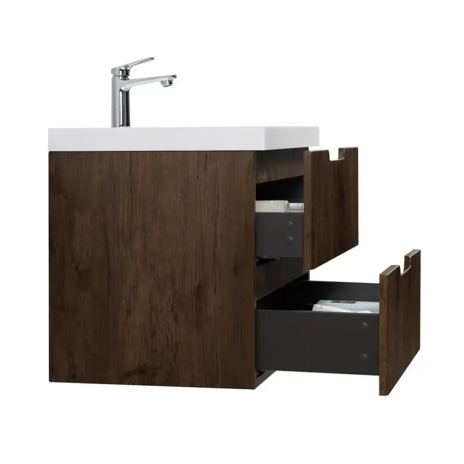 Badplaats Badkamermeubel Set Thermis 80cm - Walnoot Bruin - Badmeubel met