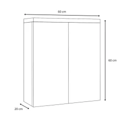 Badplaats Spiegelkast Toledo 60 x 20 x 60 cm - Wit - Badkamerkast Badkamer