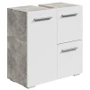 Badplaats Wastafel Onderkast Mars 60 x 30 x 60 cm - Beton met wit - Badkamerkast
