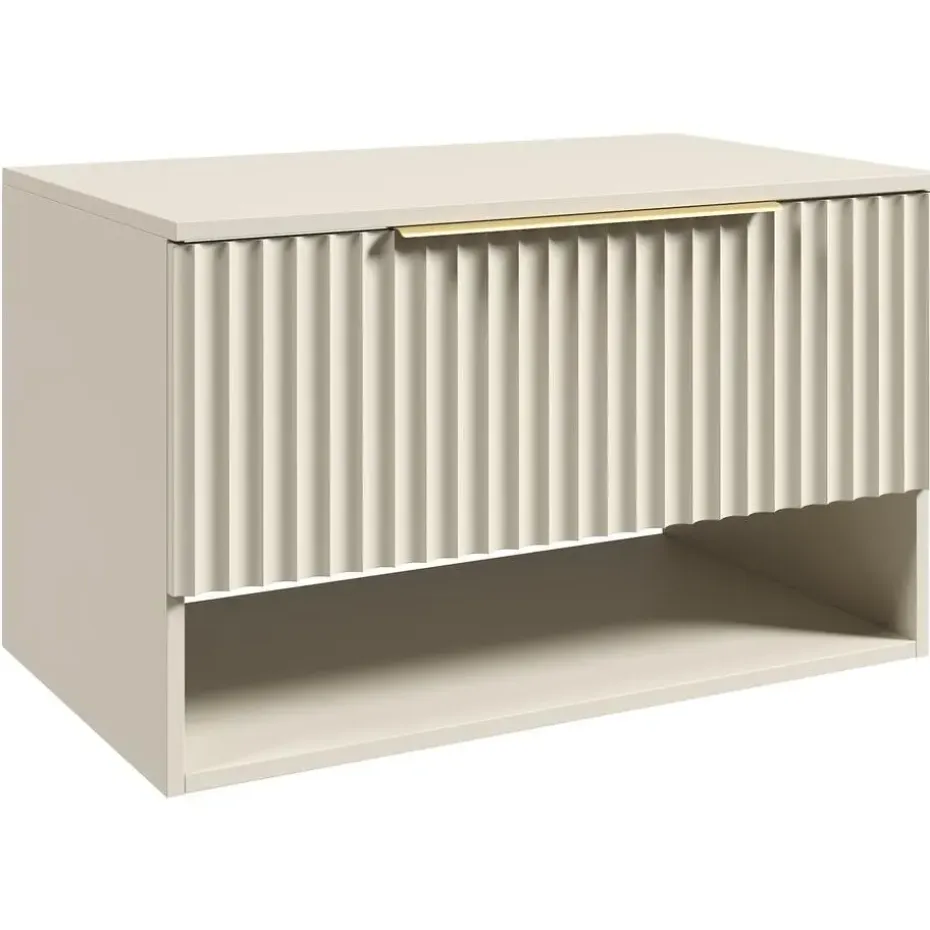 Badplaats Wastafelkast Kelo 80 cm - Beige - Badmeubel met 1 Lade en Open Vak