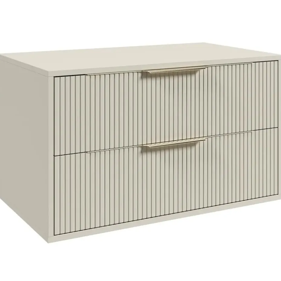 Badplaats Wastafelkast Rimini 80 cm – Beige – Hangend Badmeubel met 2 Lades en