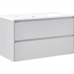 BAHIA - Wandgemonteerd meubel met wasbak - Grijs - MDF