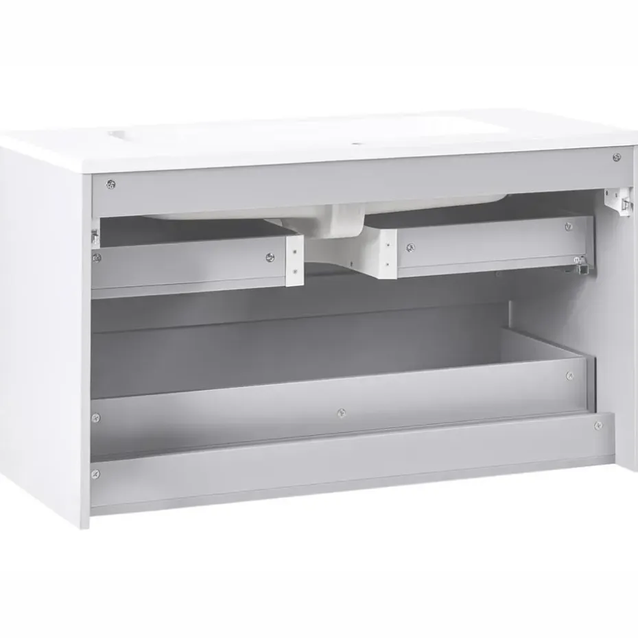 BAHIA - Wandgemonteerd meubel met wasbak - Grijs - MDF