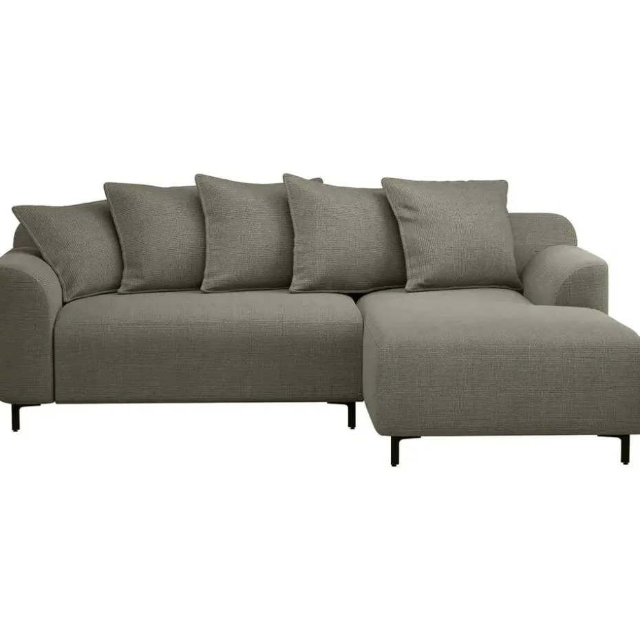 Bank Elsa met chaise longue rechts - stof Eden - mokka