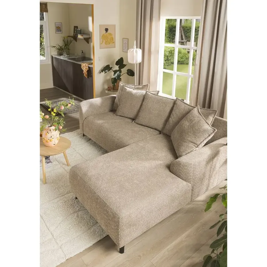 Bank Elsa met chaise longue links - stof Anthology - taupe